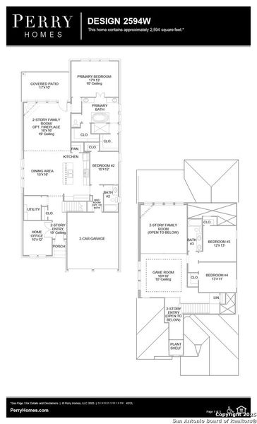 2D floor plan layout of this home in Ladera 45', San Antonio, TX (Image 3).