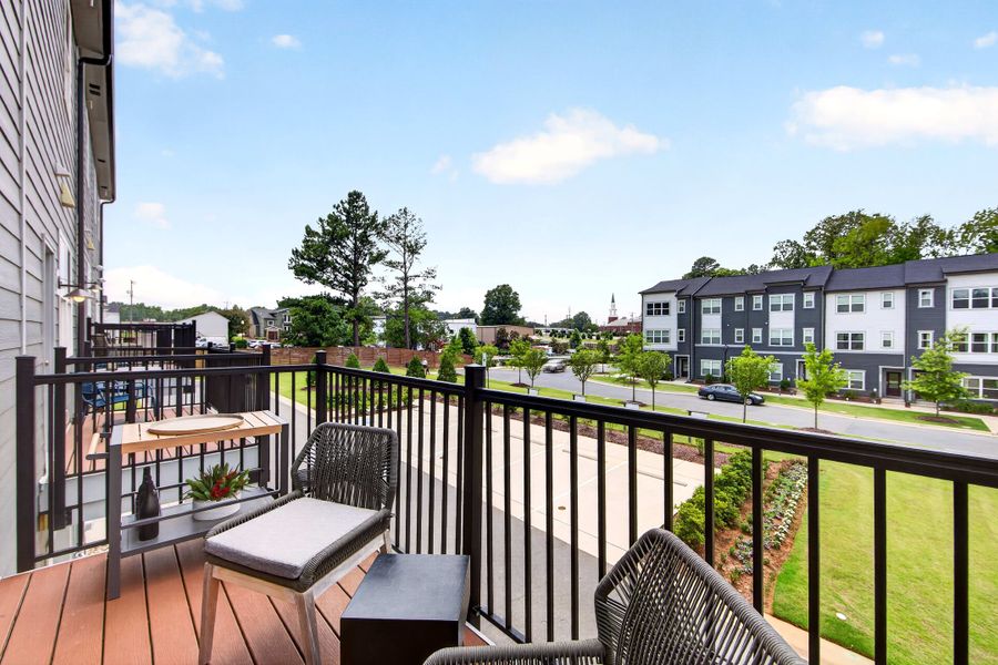 Exterior details and patio area of a home in Context at Oakhurst, Charlotte (Image 3).