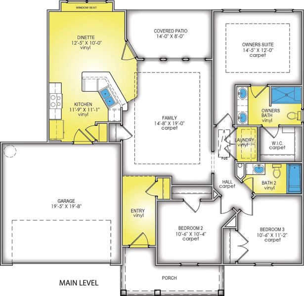 2D floor plan layout of this home in Oak Hollow, Longs, SC (Image 5).