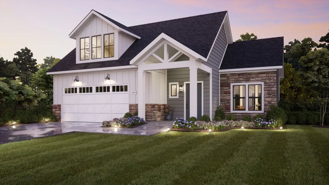 Representative exterior photo of a completed home built from the Palazzo by Epcon Communities in The Courtyards at Holly Springs, Canton, GA (Image 52). Representative exterior photo of a completed home built from the Palazzo by Epcon Communities in The Courtyards at Holly Springs, Canton, GA (Image 52).