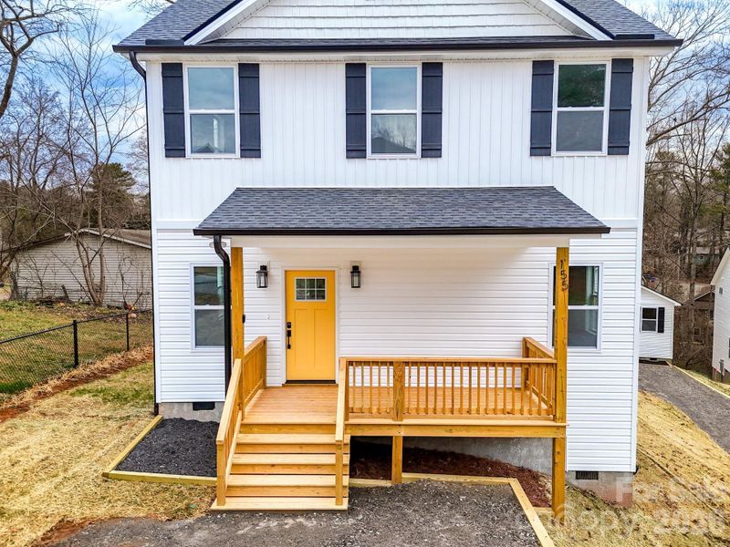 Exterior details and patio area of a home in , Asheville (Image 27).