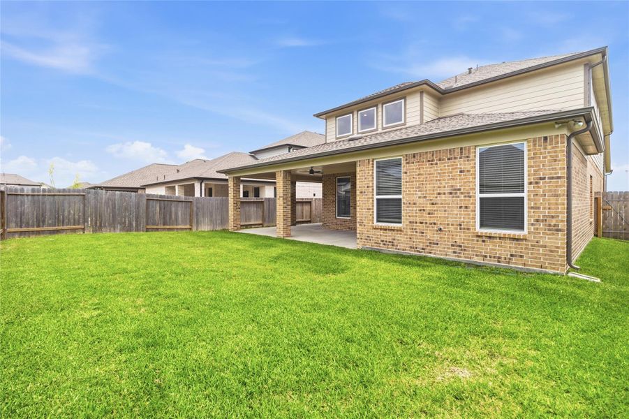 Enjoy your private backyard with plenty of green space for pets, play, gardening, or future outdoor enhancements, all enclosed by a privacy fence.