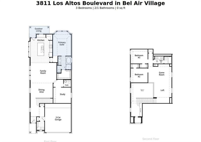 2D floor plan layout of this home in Bel Air Village: 50ft. lots, Sherman, TX (Image 2).