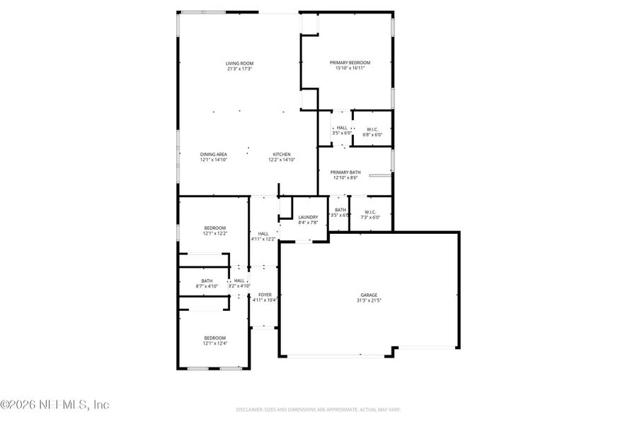 2D floor plan layout of this home in Palm Coast Homes, Palm Coast, FL (Image 5).