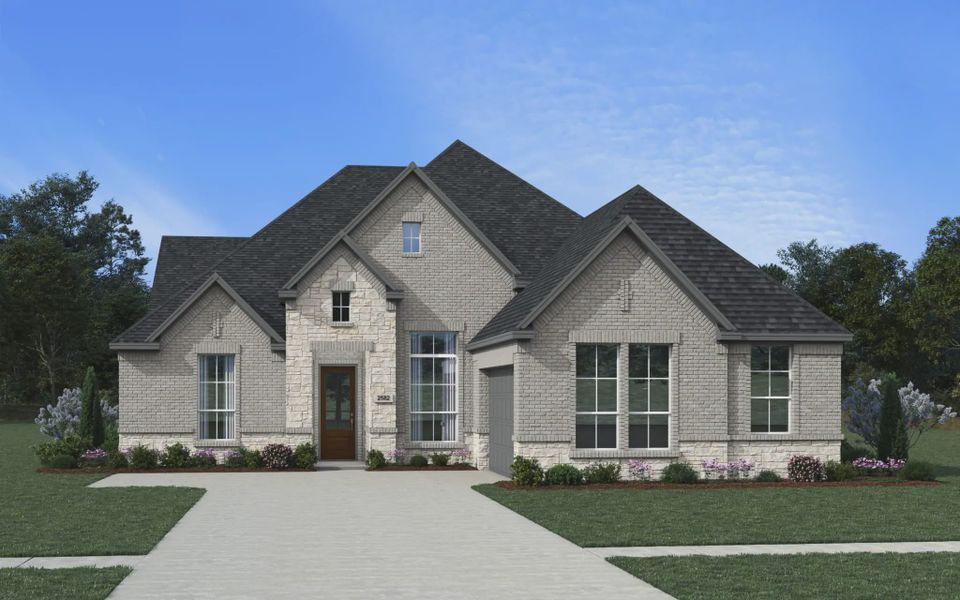 Representative exterior photo of a completed home built from the Sicily by Chesmar Homes in Prominence 60's, San Antonio, TX (Image 3).