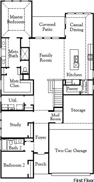 2D floor plan layout for the Delta - 50 Homesites by Coventry Homes in Meadow Vista, Anna, TX (Image 3).