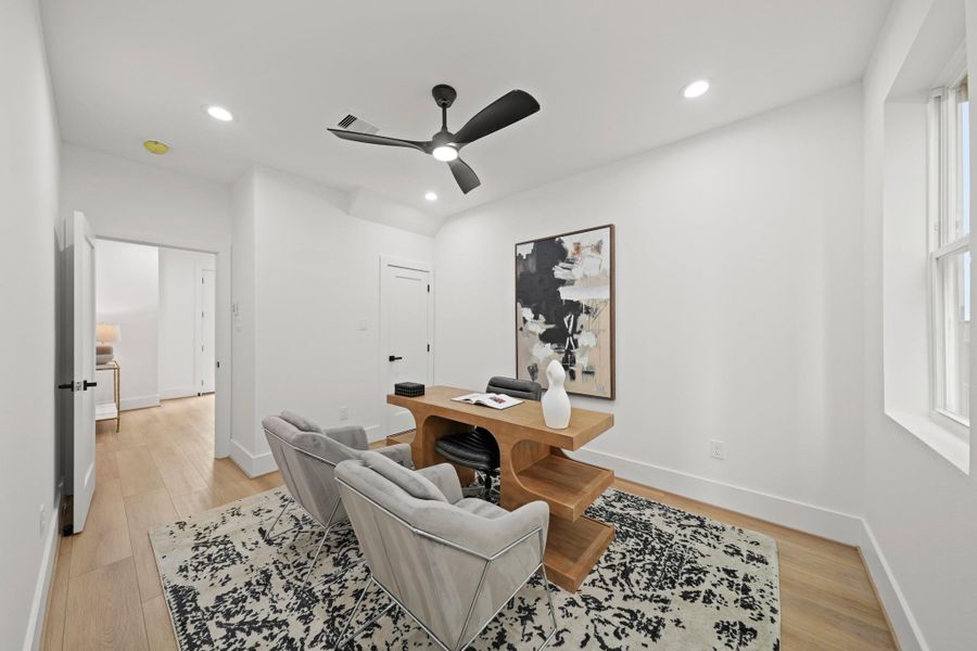 The third bedroom also has a large closet under the stairwell providing ample storage and easy access to the foyer and garage. The third bedroom also has a large closet under the stairwell providing ample storage and easy access to the foyer and garage.