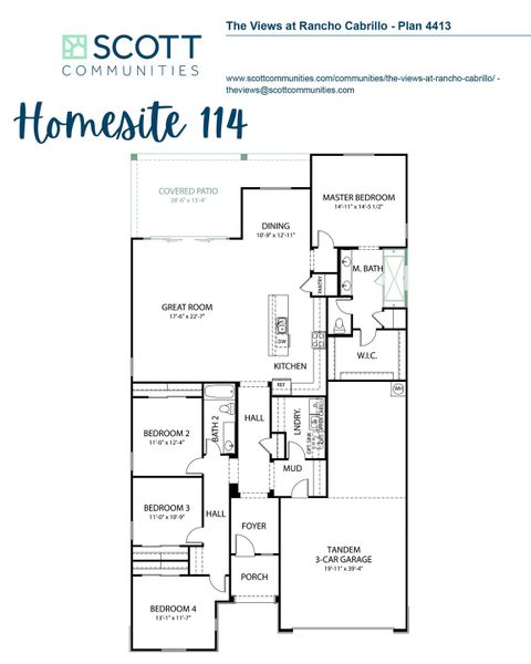 2D floor plan layout of this home in The Views at Rancho Cabrillo, Peoria, AZ (Image 3).