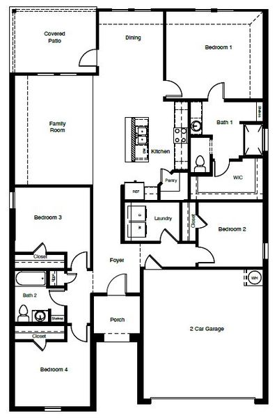 2D floor plan layout of this home in Highlands at Chapel Creek, Fort Worth, TX (Image 4).