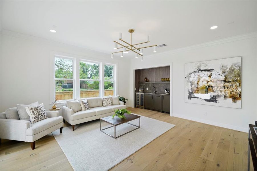 Downstairs Entertainment Area with Wet Bar.