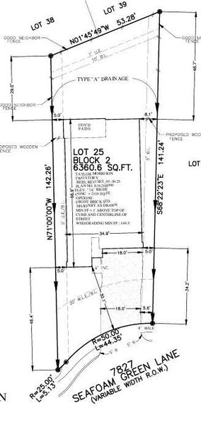 7827 Seafoam Green Lane preliminary plot plan