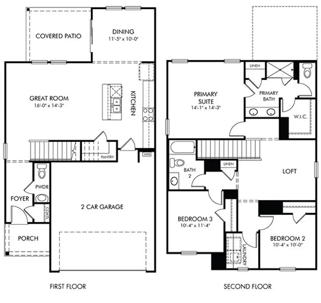 2D floor plan layout for the Dallas by Meritage Homes in Cedar Shoals – Heritage Collection, Piedmont, SC (Image 3).