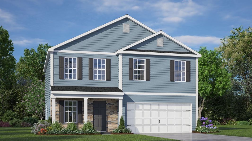 Representative exterior photo of a completed home built from the SHANE by D.R. Horton in Ridge Pointe, Trinity, NC (Image 5). Representative exterior photo of a completed home built from the SHANE by D.R. Horton in Ridge Pointe, Trinity, NC (Image 5).