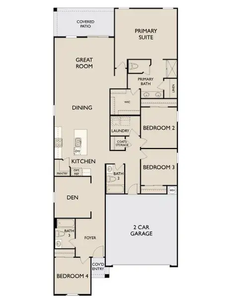2D floor plan layout for the Poppy by Ashton Woods in Solara, Phoenix, AZ (Image 5).