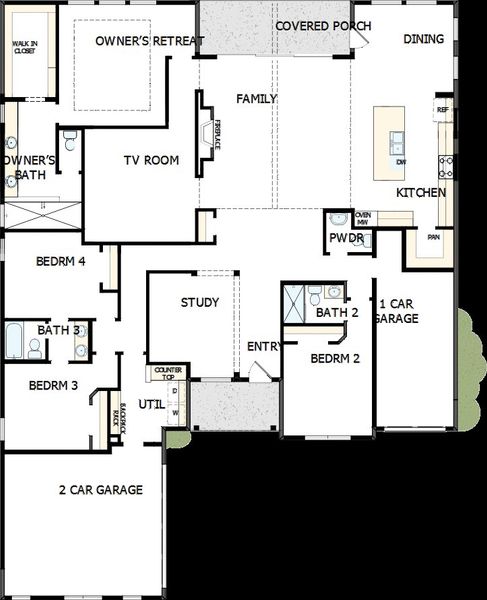 2D floor plan layout of this home in Terraces – Estates, Rockwall, TX (Image 2).
