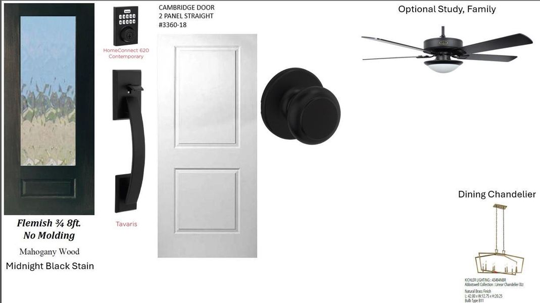 Modern 8' front door with black hardware and a bonus keyless lock! Black door hardware throughout the home along with a stunning gold chandelier for the dining room. Modern 8' front door with black hardware and a bonus keyless lock! Black door hardware throughout the home along with a stunning gold chandelier for the dining room.