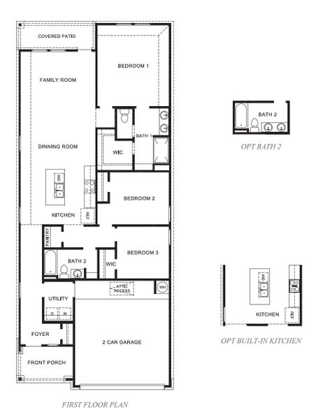 2D floor plan layout for the Caroline by D.R. Horton in Emberly, Beasley, TX (Image 3).
