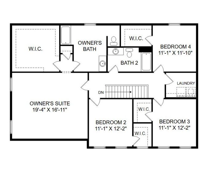 2D floor plan layout for the Parker by Keystone Custom Homes in Windermere Farms, Waxhaw, NC (Image 6).