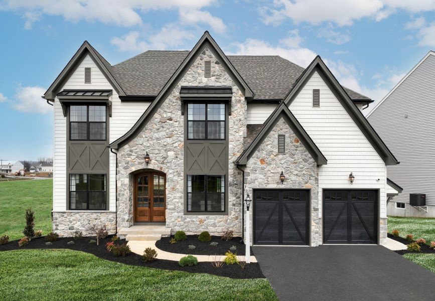 Representative exterior photo of a completed home built from the Devonshire by Keystone Custom Homes in McLean South Shore, Belmont, NC (Image 7).