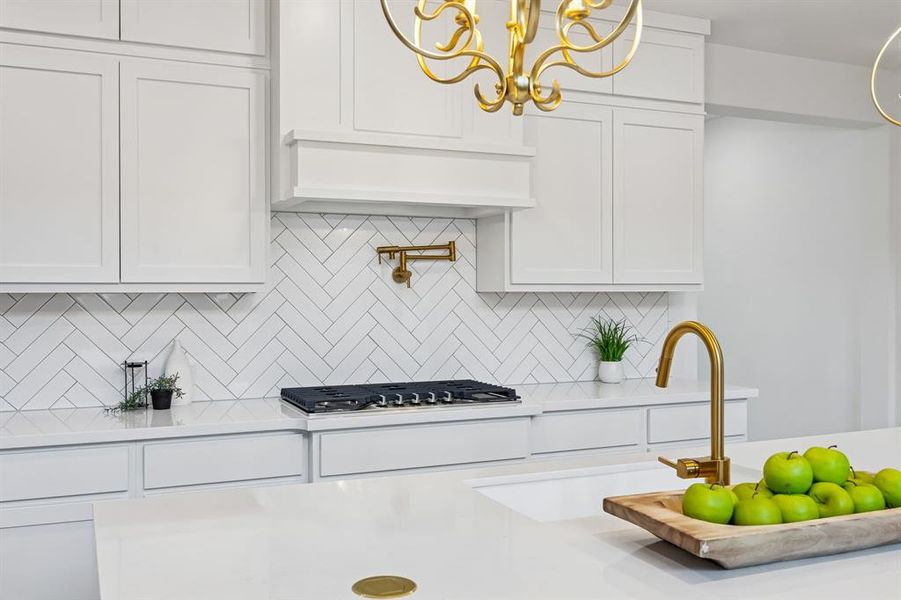 Designer lighting and pot filler Designer lighting and pot filler