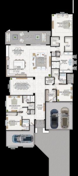 2D floor plan layout for the Addison by GL Homes in Valencia Del Mar (55+), Boynton Beach, FL (Image 5).