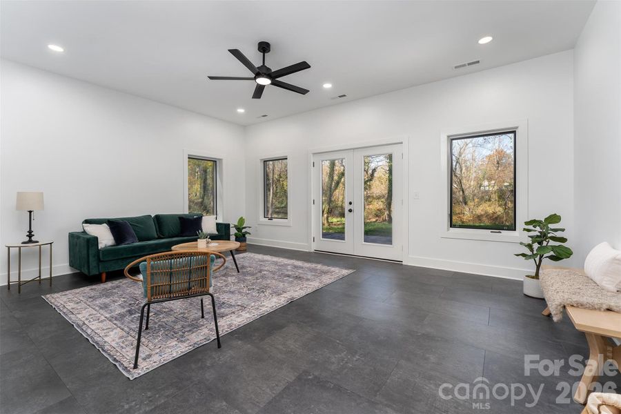 lower level flex space with tons of light