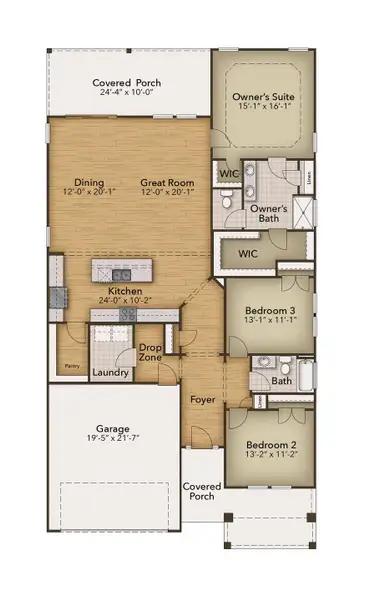 2D floor plan layout for the The Longboard by Chesapeake Homes in Bridgewater - Shorehaven Village, Little River, SC (Image 5).