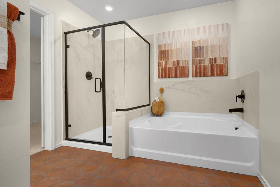 Tub and separate shower at primary bath