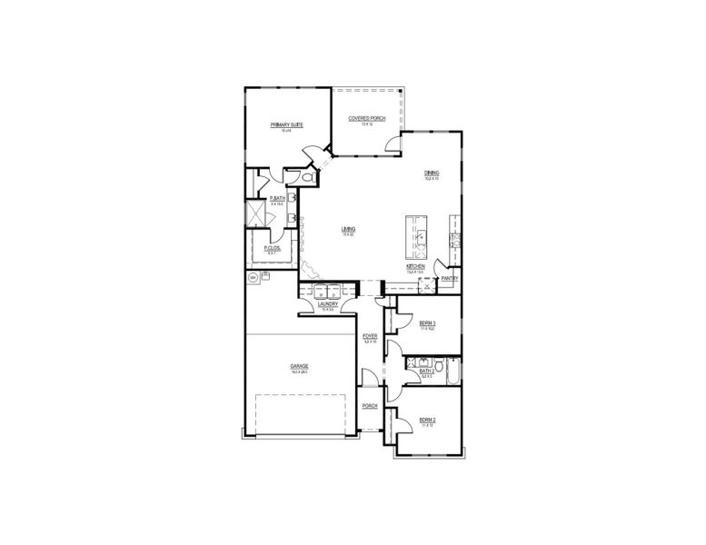 2D floor plan layout for the The Maverick by Joseph Creek Homes in Megan's Landing, Castroville, TX (Image 3). 2D floor plan layout for the The Maverick by Joseph Creek Homes in Megan's Landing, Castroville, TX (Image 3).