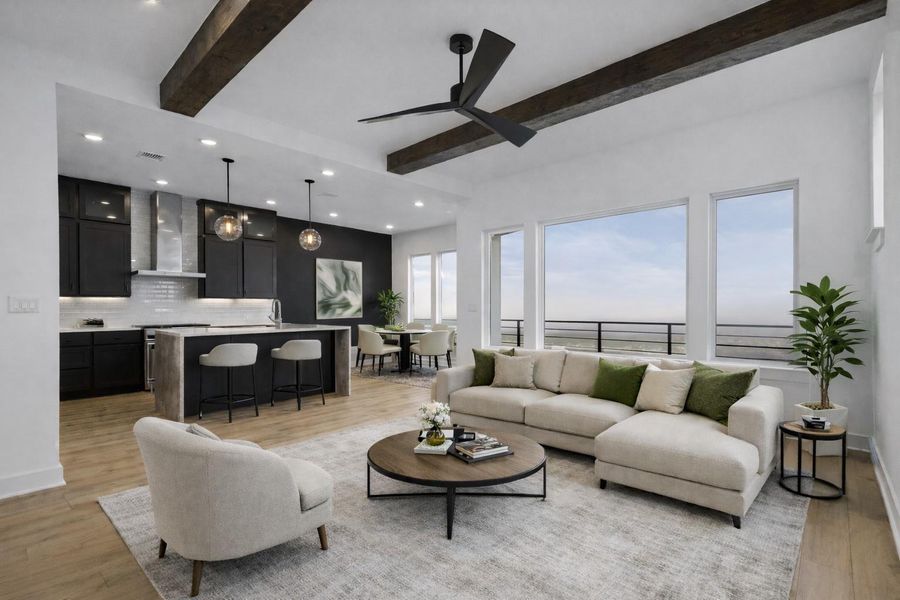 Family Room - Kitchen - Dining (Virtually Staged)