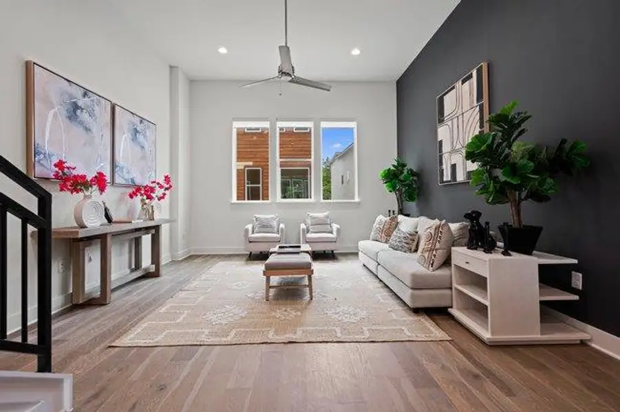 Furnished interior view inside a new home in Bluebonnet Lofts, Austin (Image 11). Furnished interior view inside a new home in Bluebonnet Lofts, Austin (Image 11).