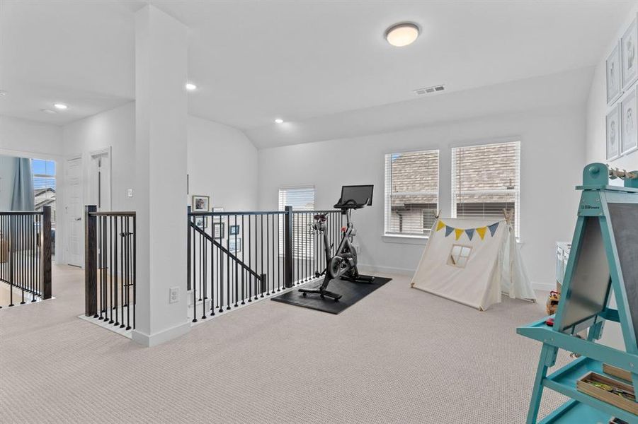 A big gameroom offers versatile use: playroom, home school area, fitness, craft room, you decide! A big gameroom offers versatile use: playroom, home school area, fitness, craft room, you decide!