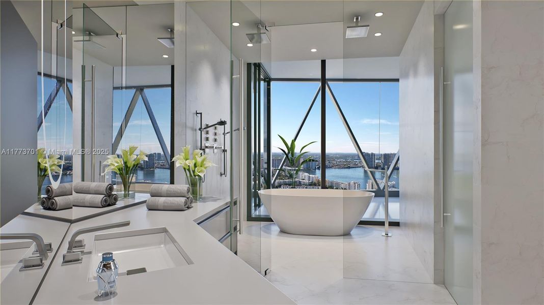 Furnished interior view inside a new home in Bentley Residences, Sunny Isles Beach (Image 4).