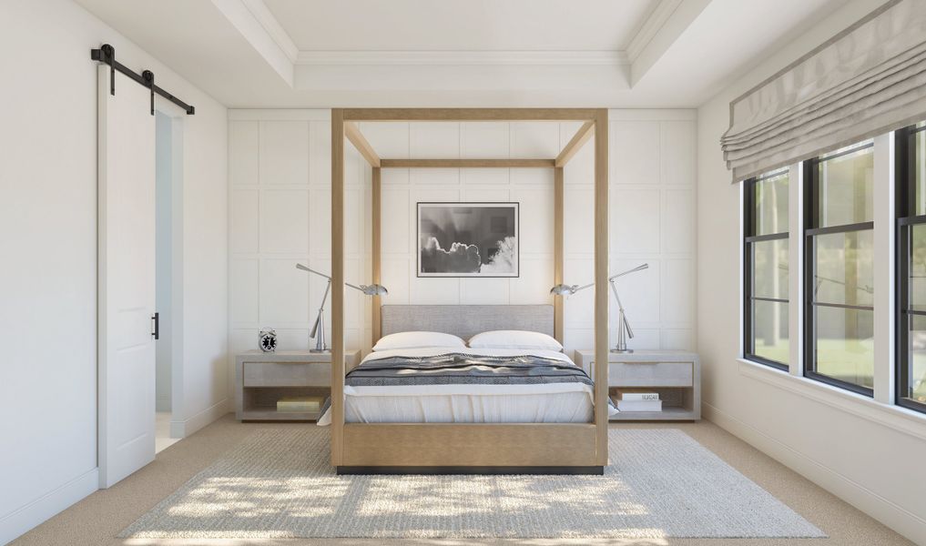 Primary suite with decorative feature wall