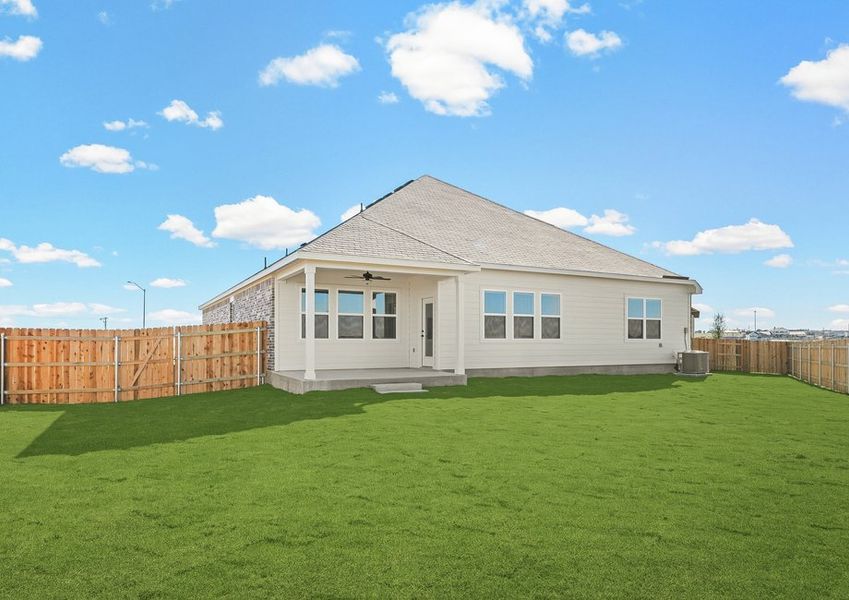 Spacious private yard with a covered patio