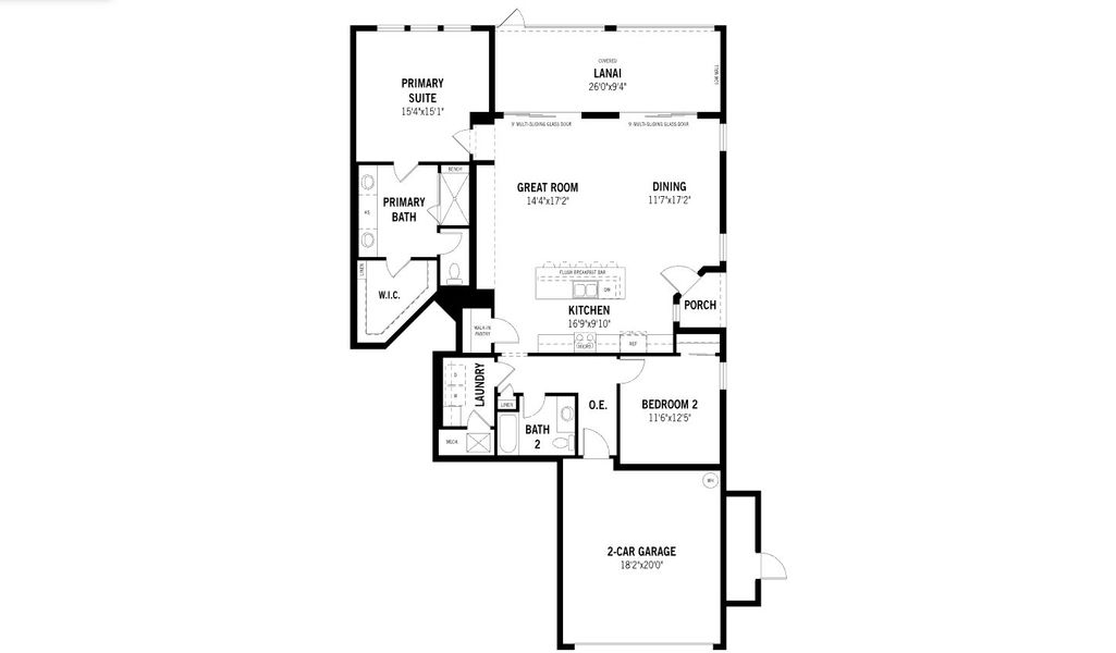 2D floor plan layout for the Radiance by Mattamy Homes in Summerlit, Naples, FL (Image 2).