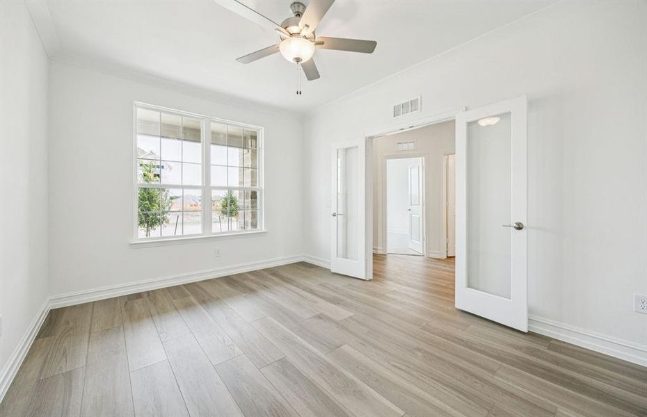 Oversized study with elegant French doors *Real home pictured Oversized study with elegant French doors *Real home pictured