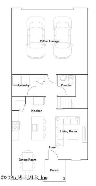 2D floor plan layout of this home in Cove at Southwood, Jacksonville, FL (Image 1).
