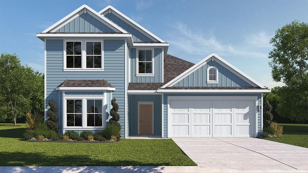 Front exterior of a new home in Creeks at Burnett Trail, Canton, TX, highlighting curb appeal (Image 1).