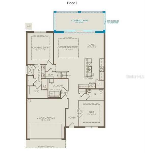 2D floor plan layout of this home in Waterstone at Halifax Plantation, Ormond Beach, FL (Image 4).