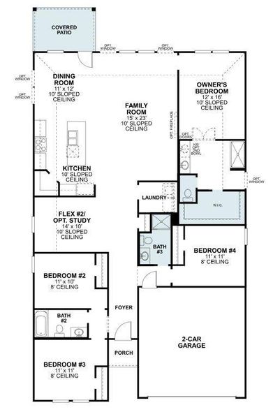 2D floor plan layout of this home in Hunters Ridge, Crowley, TX (Image 3). 2D floor plan layout of this home in Hunters Ridge, Crowley, TX (Image 3).