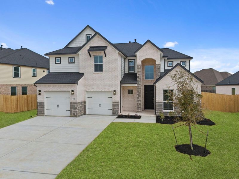 Front exterior of a new home in Beacon Hill, Waller, TX, highlighting curb appeal (Image 20).