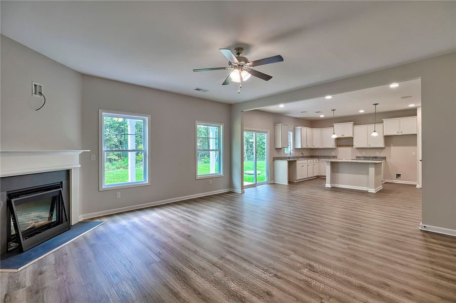 This inviting space features an open concept, conn