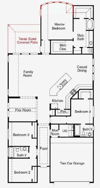 2D floor plan layout of this home in The Meadows at Imperial Oaks, Spring, TX (Image 3).