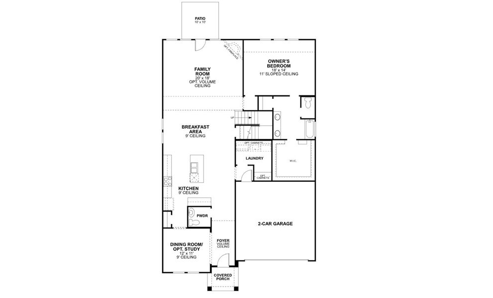 2D floor plan layout for the Frontier by M/I Homes in Lily Creek at Sutton Fields, Aubrey, TX (Image 4). 2D floor plan layout for the Frontier by M/I Homes in Lily Creek at Sutton Fields, Aubrey, TX (Image 4).