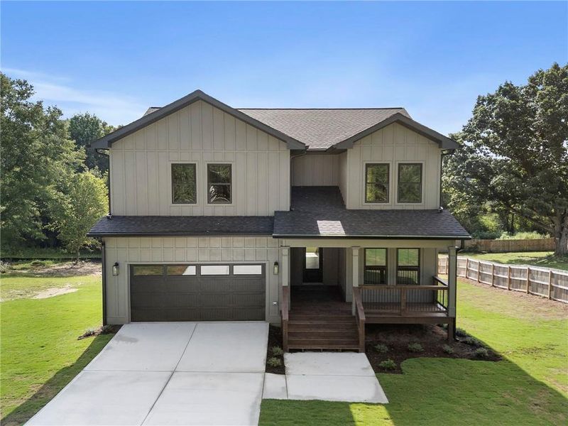 Front exterior of a new home in , Hiram, GA, highlighting curb appeal (Image 28).