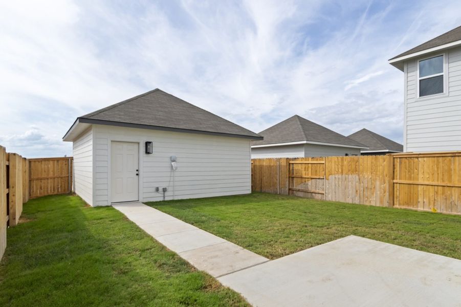 Exterior details and patio area of a home in Trace, San Marcos (Image 4). Exterior details and patio area of a home in Trace, San Marcos (Image 4).