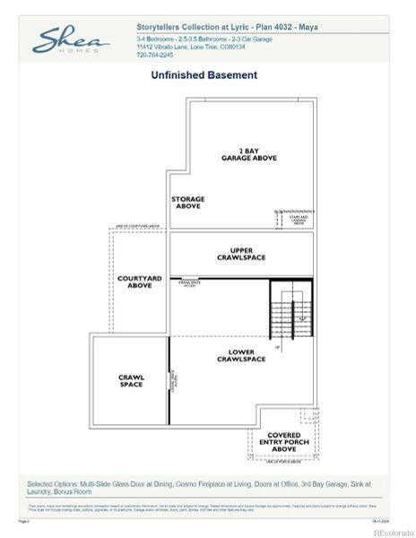 2D floor plan layout of this home in Storytellers at Lyric, Lone Tree, CO (Image 29).