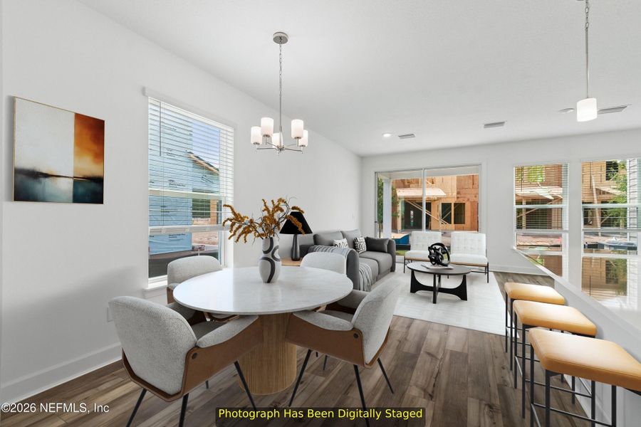 Furnished interior view inside a new home in Westerly Park at Wildlight – Overlook Collection, Yulee (Image 8). Furnished interior view inside a new home in Westerly Park at Wildlight – Overlook Collection, Yulee (Image 8).