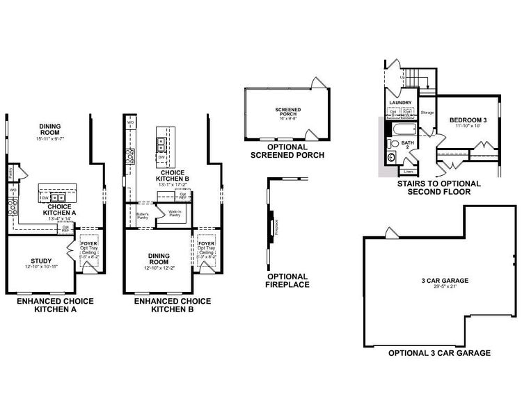 2D floor plan layout of this home in The Groves of Berkeley, Moncks Corner, SC (Image 2).